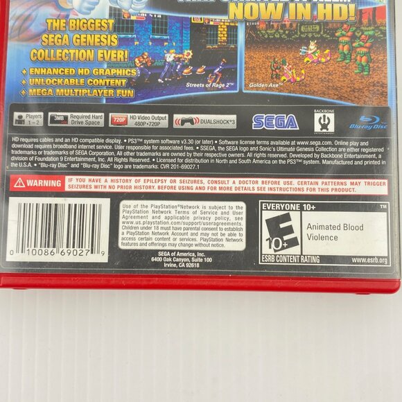 Sonic Ultimate Genesis Collection PS3 Game 2009 Case Booklet Disc Rated 10+ - Picture 5 of 7